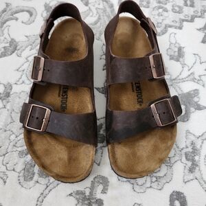 Birkenstock Brown Leather Sandals with Buckles